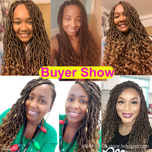 20" New Goddess Locs Crochet Hair  Faux Locs Wavy Crochet Curly Hair fuax Locs Crochet with Curly Ends River Curls Crochet Hair